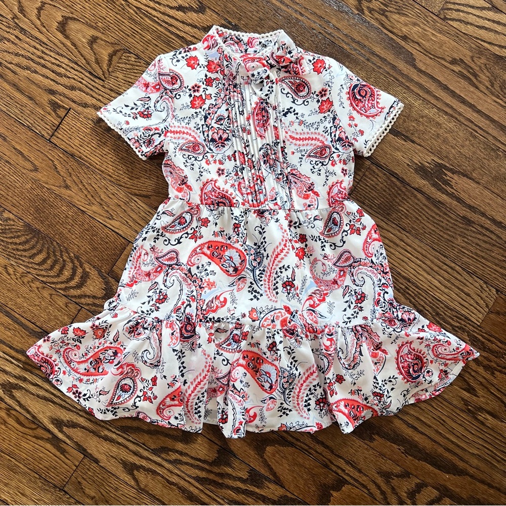 Janie & Jack Paisley Print Girls Dress - Red and White - Size 4